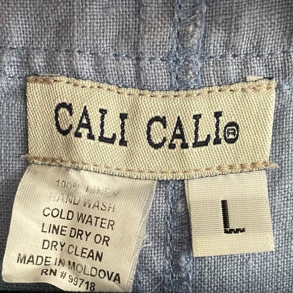 CALI CALI Sleeveless Linen Midi Dress Blue L - Picture 4 of 4
